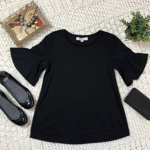 LOFT Tops - Loft | Black Flared Sleeve Top XS
